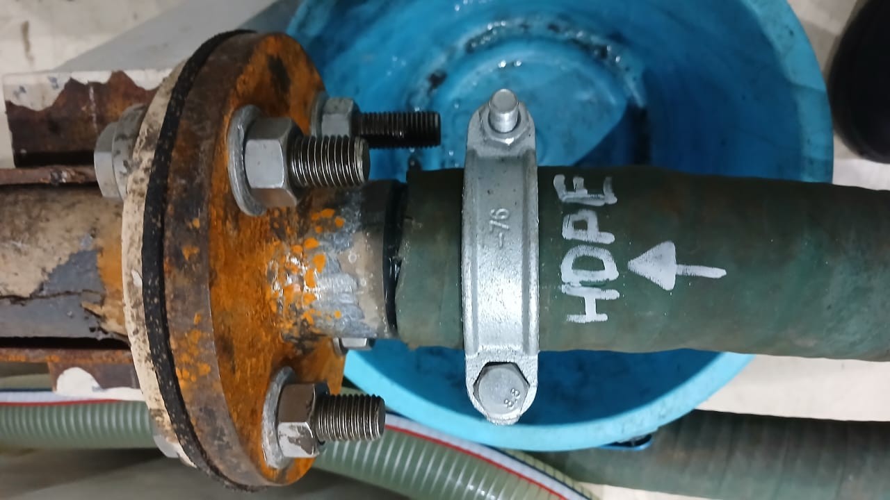 Sambungan flange pipa HDPE dengan backing ring besi