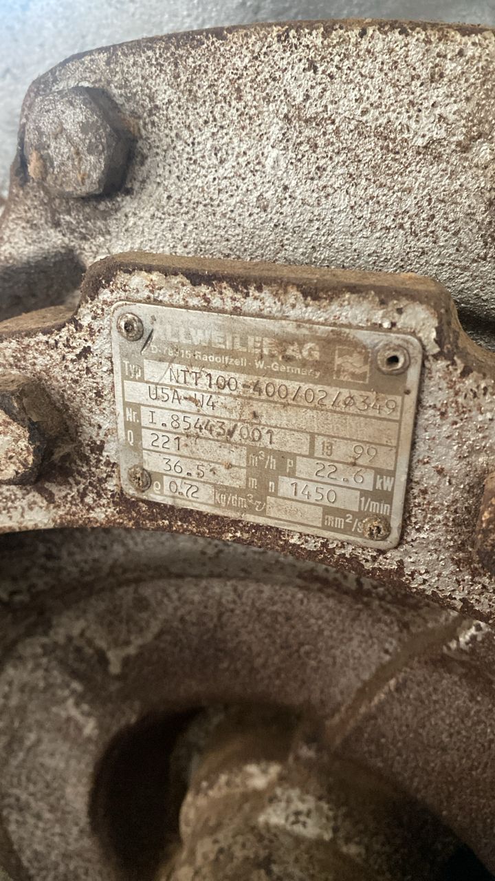 Identifikasi spesifikasi nameplate pompa Allweiler NTT 100-400